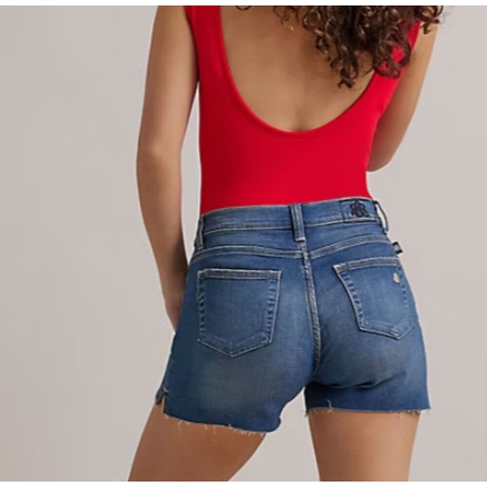 ~ Rock & Republic 8 Jean Shorts Cut Off Mid Rise Dark Wash Hula Denim Blue